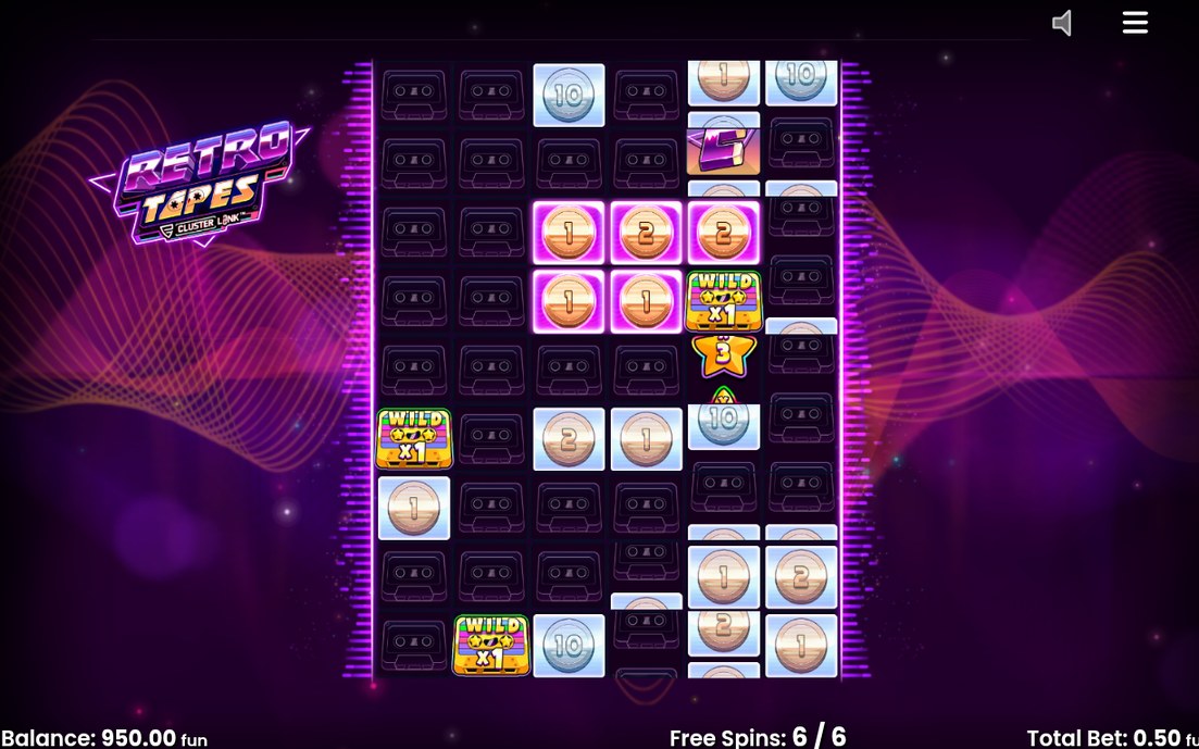 Free Spins-läge med Wild Tape-symboler på rutnätet