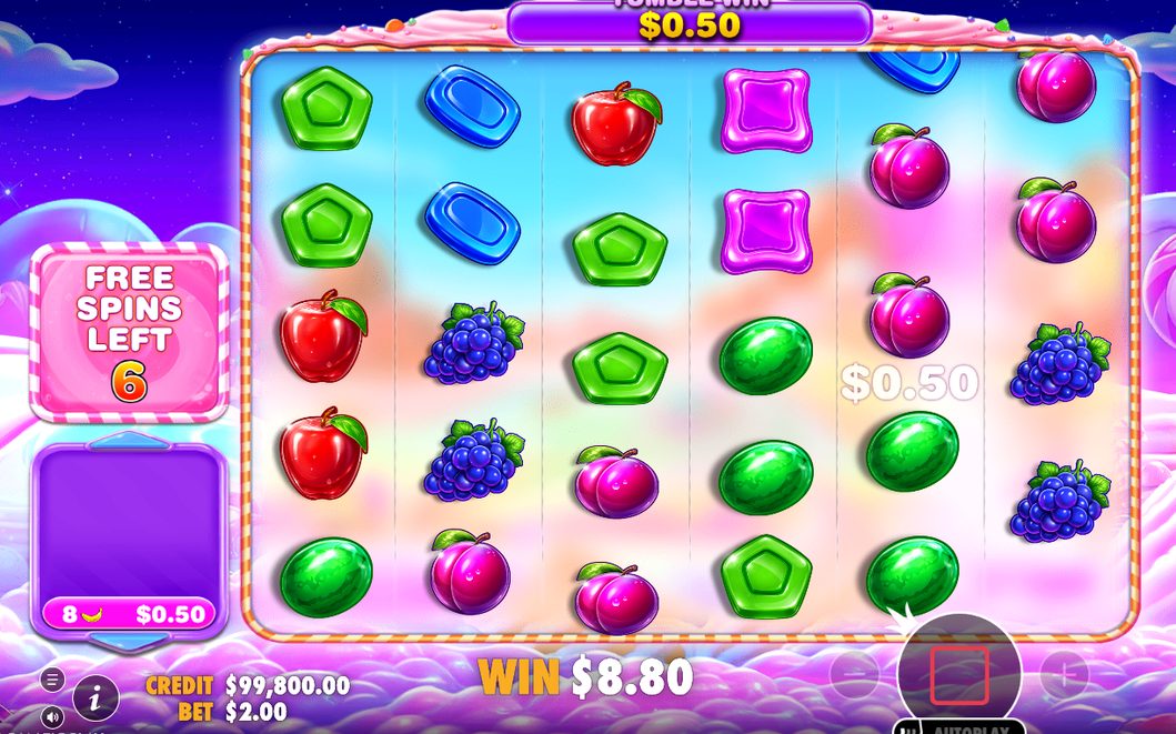 Free Spins-rundan med lollipopar i rutnätet